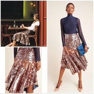 NWT Anthropologie Dhruv Kapoor Leonita Sequined Asymmetrical Midi Skirt (Size 6)